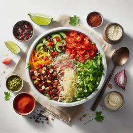Chipotle veggie bowl, healthy Chipotle food, customizable Chipotle bowl, half portion meal, plant-based bowl, fresh veggies, Chipotle healthy lunch, vegetarian option, low-calorie Chipotle, nutritious Chipotle bowl.