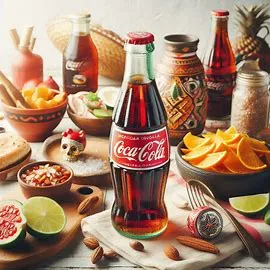 Glass bottle of Mexican Coca-Cola served chilled with classic Coca-Cola branding.

