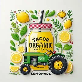 Cup of Tractor Organic Lemonade with ice and lemon garnish.

