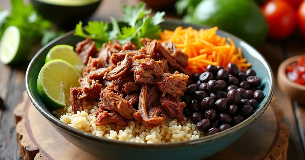 Chipotle Carnitas Nutrition bowl close-up, Healthy Chipotle Carnitas Nutrition plate, Chipotle Carnitas Nutrition with toppings